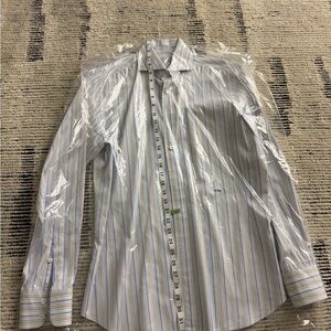 Men's Striped Dress Shirt in Blue and White